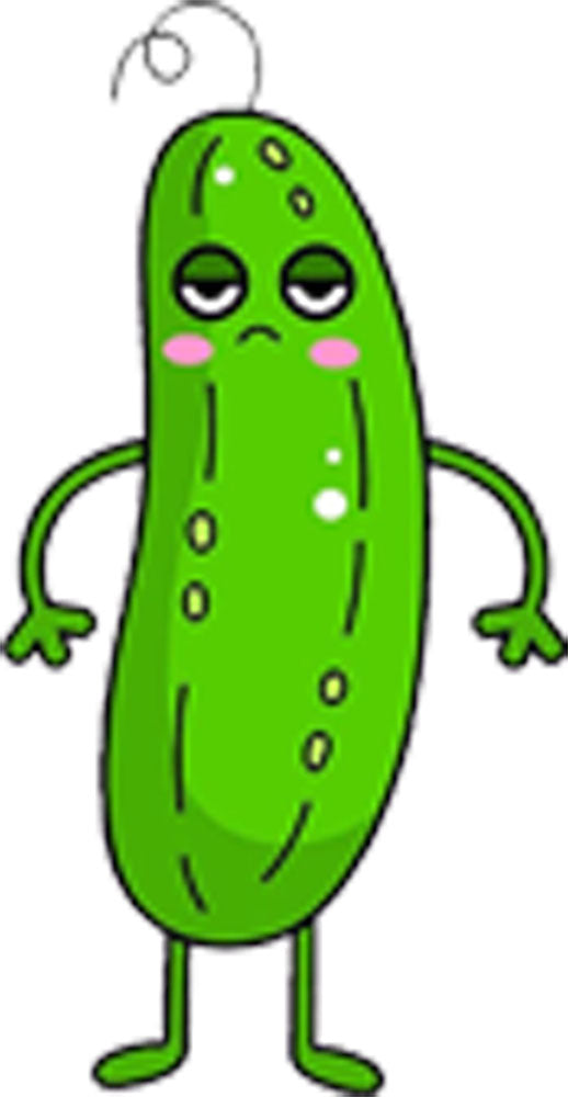Cute Adorable Kawaii Healthy Lifestyle Eating Vegetables Fruits Nursery Cartoon - Pickle Cucumber Vinyl Decal Sticker