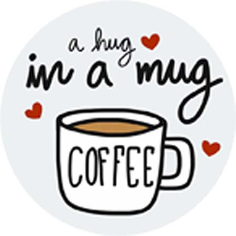 Cute Adorable Love For Coffee In A Hug In A Mug Coffee Slogan Cartoon Vinyl Decal Sticker