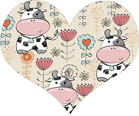 Cute Adorable Nursery Farm Milking Cow Flower Cartoon Pattern Icon - Heart Vinyl Decal Sticker