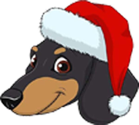 Cute Adorable Sweet Christmas Holiday Puppy Dog Head Cartoon - Dachshund Vinyl Decal Sticker