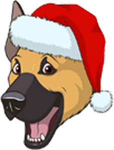 Cute Adorable Sweet Christmas Holiday Puppy Dog Head Cartoon - German Shepherd Vinyl Decal Sticker