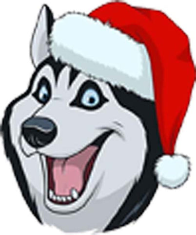 Cute Adorable Sweet Christmas Holiday Puppy Dog Head Cartoon - Husky Vinyl Decal Sticker