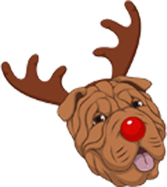 Cute Adorable Sweet Christmas Holiday Puppy Dog Head Cartoon - Sharpei Vinyl Decal Sticker