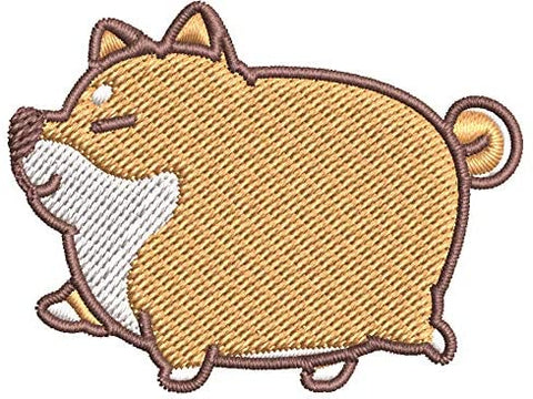 Iron on / Sew On Patch Applique Cute Fat Shiba Inu Fox Puppy Dog Trotting Prancing Kawaii Cartoon Emoji - Puppy Embroidered Design