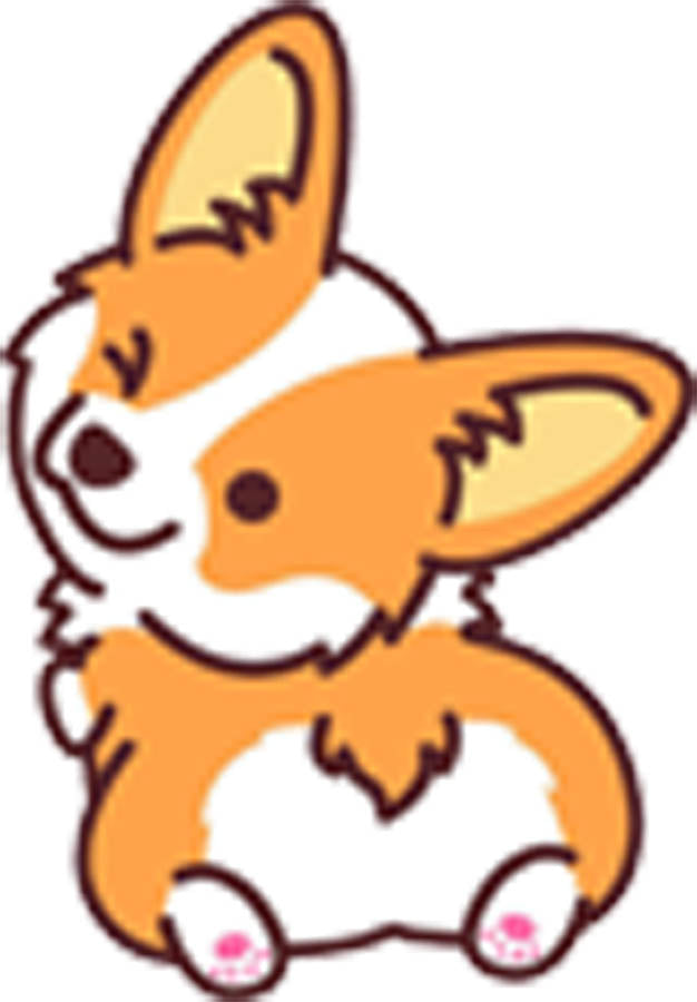 Cute Fluffy Corgi Puppy Dog Winking Kawaii Butt Tail Pose Cartoon Vinyl Decal Sticker