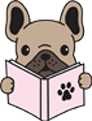 Cute Frenchie French Bulldog Reading Nursery Paw Book Cartoon Art - Brown Tan Puppy Dog Vinyl Decal Sticker