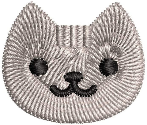 Iron on / Sew On Patch Applique Cute Gray Kitty Cat Face Emoji - Smiley Embroidered Design