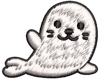 Iron on / Sew On Patch Applique Cute Playful White Baby Seal Cartoon Emoji #1 Embroidered Design