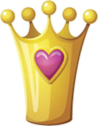 Cute Pretty Girly Pink Princess Crown Cartoon - Yellow Golden Heart Crown Vinyl Decal Sticker