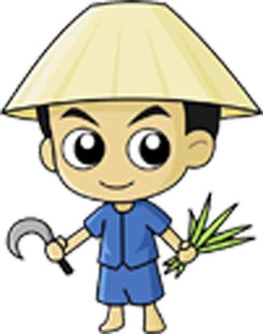 Cute Rice Farmer Boy with Hat Asian Culture Cartoon Vinyl Decal Sticker
