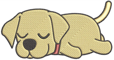 Iron on / Sew On Patch Applique Cute Sleepy Lazy Labrador Puppy Dog Cartoon - Labrador Embroidered Design