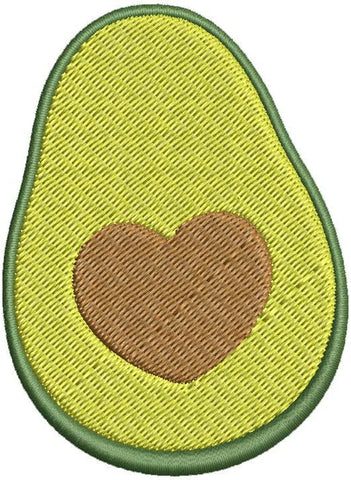 Iron on / Sew On Patch Applique Cute Sweet Avocado with Heart Seed Cartoon Emoji - Avocado with Heart Seed Embroidered Design