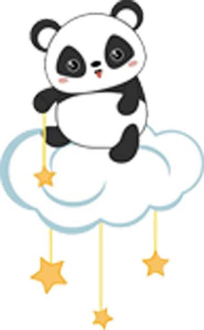 Cute Sweet Baby Nursery Animal on Starry Cloud Cartoon - Panda Bear Vinyl Decal Sticker