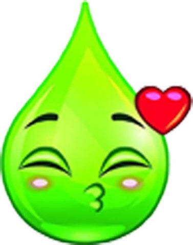 Cute Sweet Colorful Kawaii Rain Drop Cartoon Emoji - Green Kissy Love Vinyl Decal Sticker