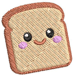 Iron on / Sew On Patch Applique Cute Sweet Simple Slice of Bread Kawaii Emoji Cartoon Art - White Bread Embroidered Design