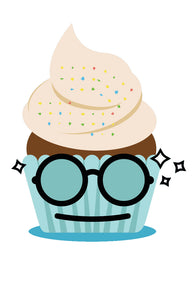 Cute Adorable Emoji Cupcake - Cool Glasses #4 Vinyl Decal Sticker