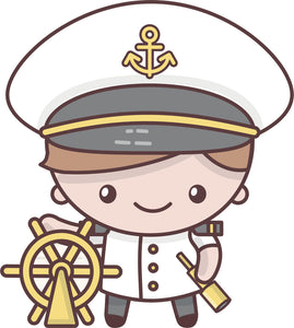 Cute Adorable Kawaii Adult Career Cartoon Emoji - Captain Vinyl Decal Sticker