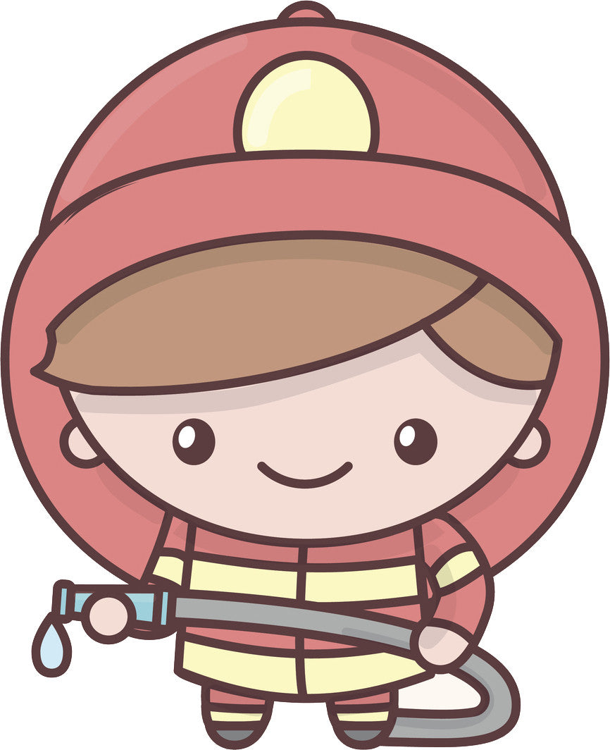 Cute Adorable Kawaii Adult Career Cartoon Emoji - Firefighter Vinyl Decal Sticker