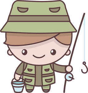 Cute Adorable Kawaii Adult Career Cartoon Emoji - Fisherman Vinyl Decal Sticker