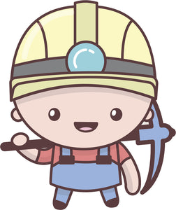 Cute Adorable Kawaii Adult Career Cartoon Emoji - Miner Vinyl Decal Sticker