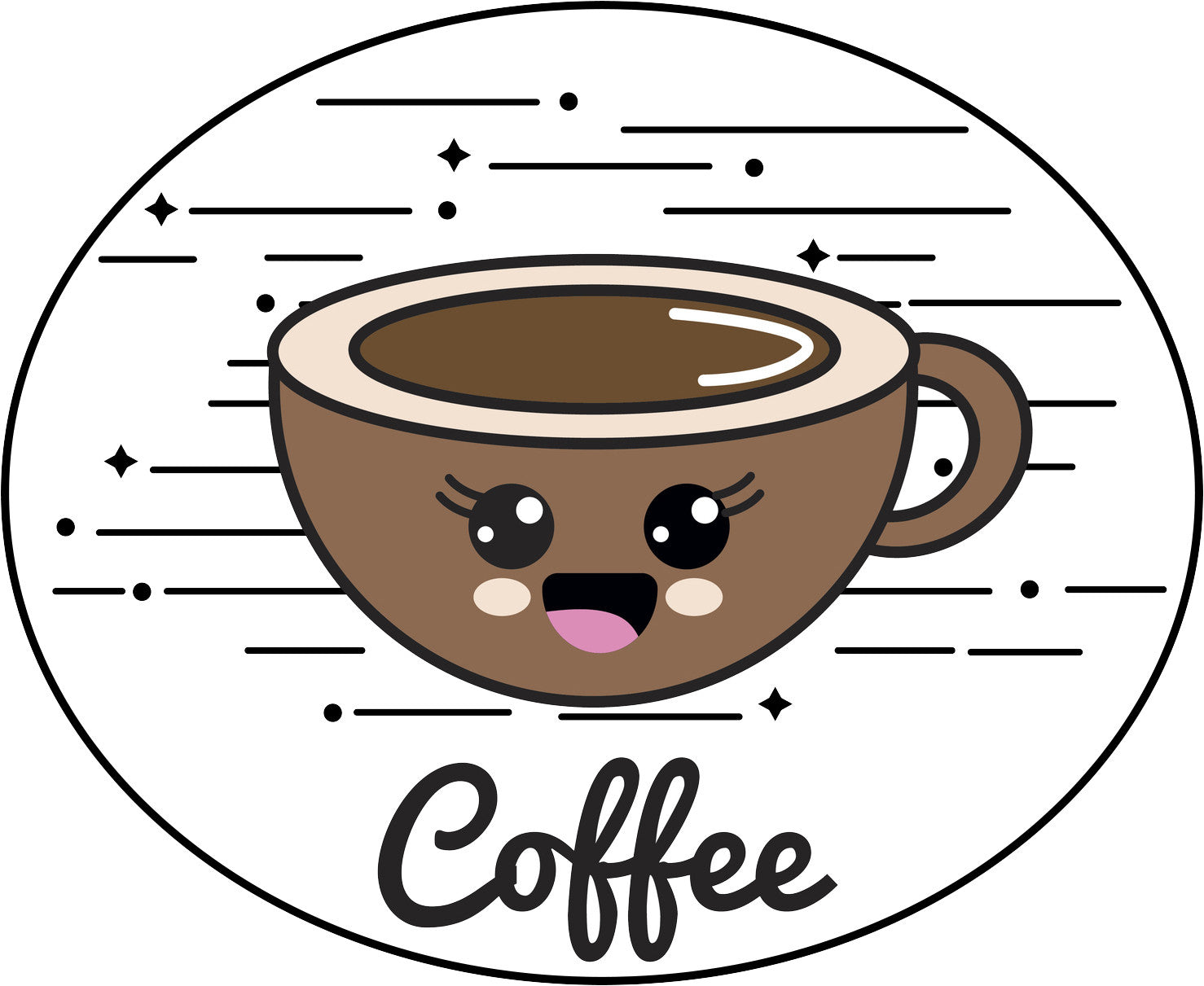 Cute Adorable Kawaii Coffee Mug Emoji Cartoon Vinyl Decal Sticker