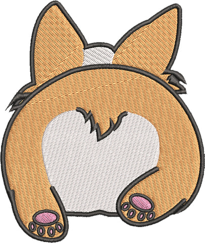 Iron on / Sew On Patch Applique Cute Adorable Kawaii Happy Corgi Puppy Dog Butt Cartoon Embroidered Design
