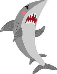 Cute Adorable Sea Creature  Cartoon Emoji - Angry Shark Vinyl Decal Sticker