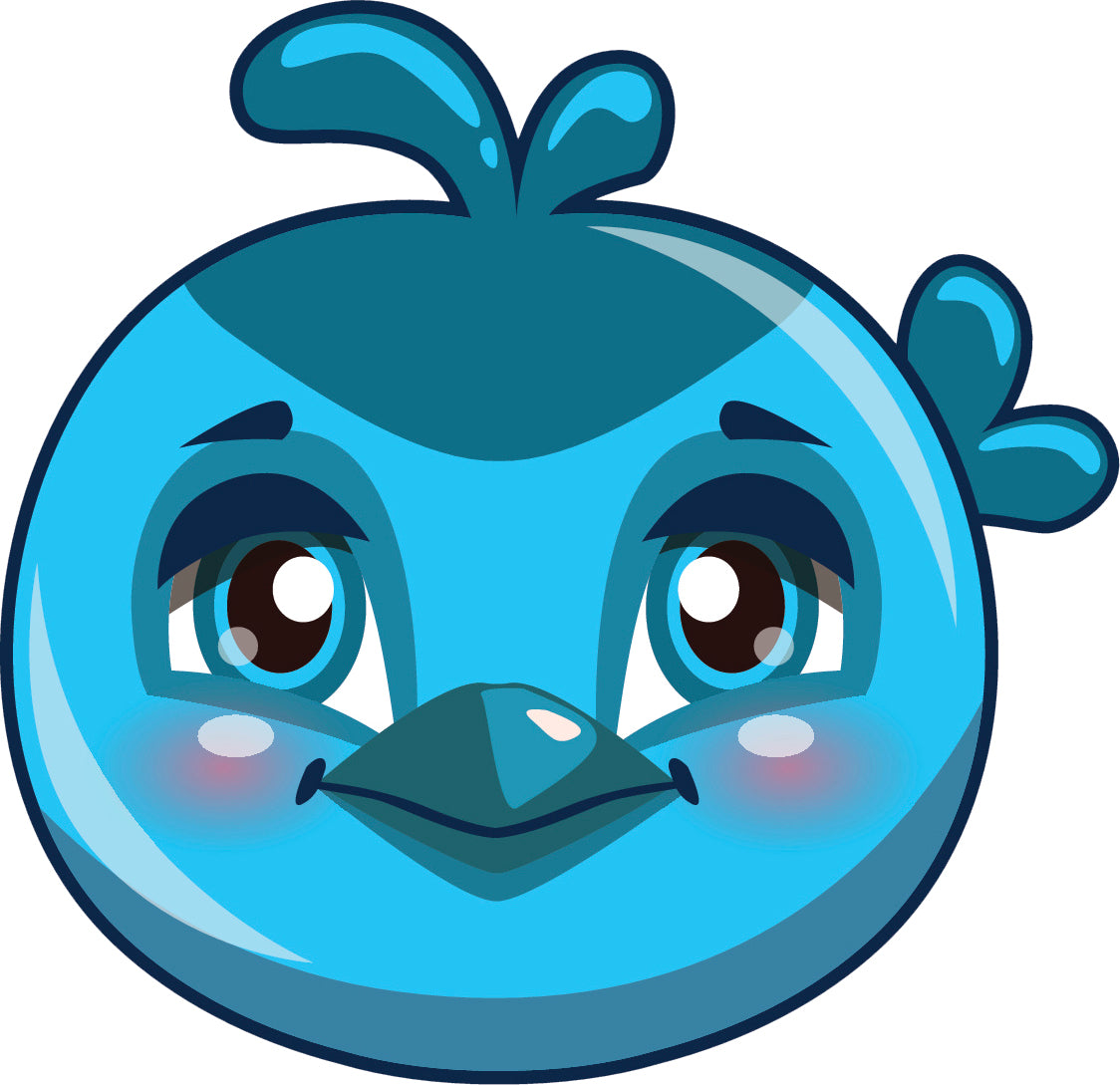 Cute Baby Bird Chick Face Cartoon Emoji - Blue Vinyl Decal Sticker