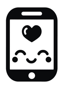 Cute Black and White Smartphone iPhone Emoji #1 Vinyl Decal Sticker
