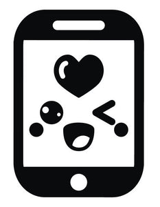 Cute Black and White Smartphone iPhone Emoji #2 Vinyl Decal Sticker