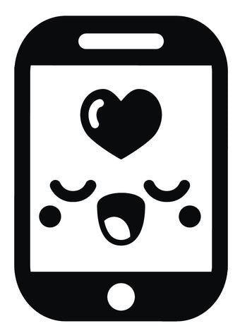 Cute Black and White Smartphone iPhone Emoji #4 Vinyl Decal Sticker