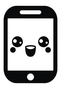 Cute Black and White Smartphone iPhone Emoji #8 Vinyl Decal Sticker