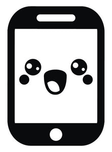 Cute Black and White Smartphone iPhone Emoji #9 Vinyl Decal Sticker