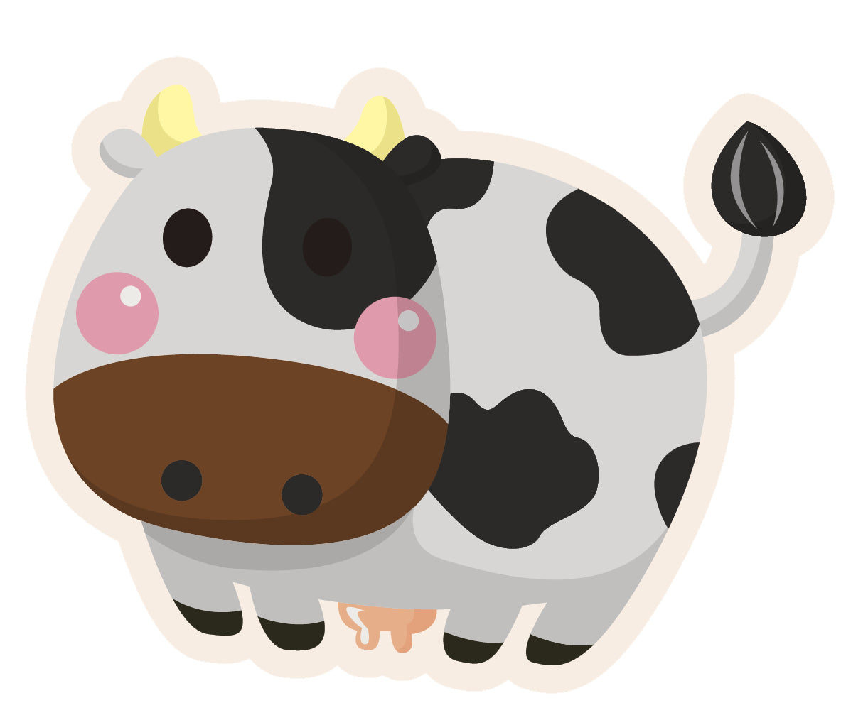 Cute Blushing Baby Animal - Milking Cow #3 Vinyl Decal Sticker