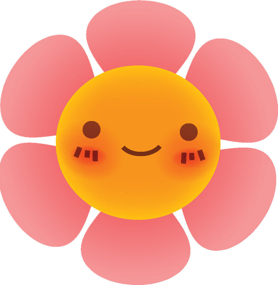 Cute Blushing Flower Cartoon Emoji #3 Vinyl Decal Sticker