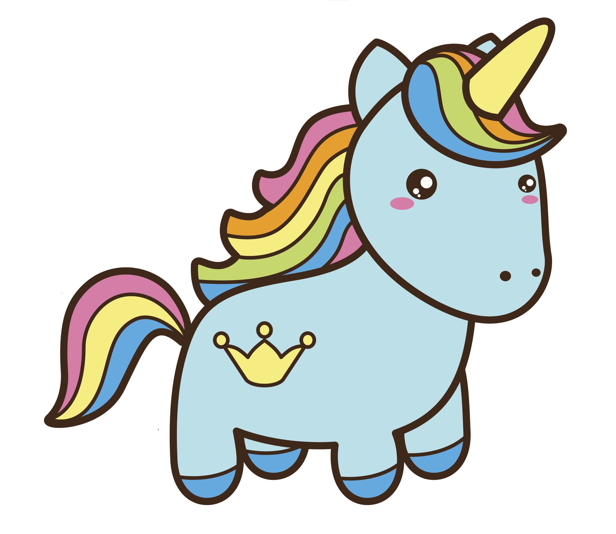 Cute Blushing Rainbow Unicorn Cartoon Vinyl Decal Sticker