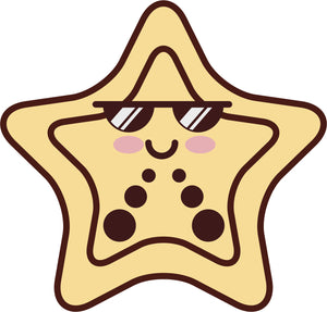 Cute Cool Starfish Cartoon Emoji Vinyl Decal Sticker
