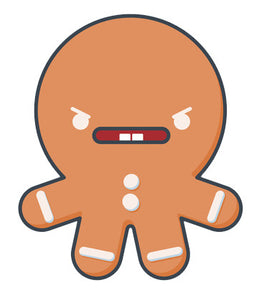 Cute Gingerbread Man Baby Emoji - Angry Vinyl Decal Sticker