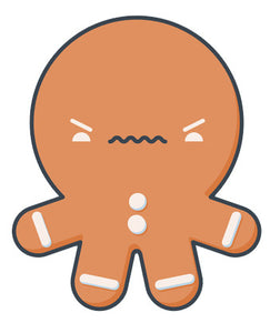 Cute Gingerbread Man Baby Emoji - Frustrated Vinyl Decal Sticker