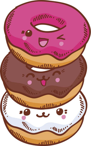 Cute Girly Kawaii Donut Cartoon Emoji Stack Vinyl Decal Sticker