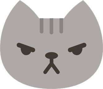 Cute Gray Kitty Cat Face Emoji - Angry Vinyl Decal Sticker