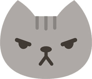 Cute Gray Kitty Cat Face Emoji - Angry Vinyl Decal Sticker