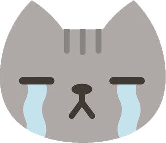Cute Gray Kitty Cat Face Emoji - Sad Crying Vinyl Decal Sticker