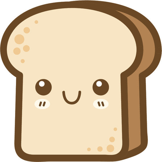 Cute Happy Kawaii Dessert Food Cartoon Emoji - Bread Vinyl Decal Sticker