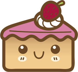 Cute Happy Kawaii Dessert Food Cartoon Emoji - Cheesecake Vinyl Decal Sticker