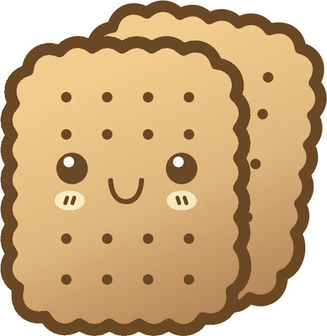 Cute Happy Kawaii Dessert Food Cartoon Emoji - Crackers Vinyl Decal Sticker