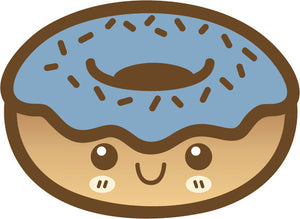 Cute Happy Kawaii Dessert Food Cartoon Emoji - Donut Vinyl Decal Sticker
