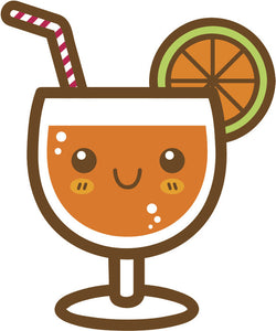 Cute Happy Kawaii Dessert Food Cartoon Emoji - Juice Vinyl Decal Sticker