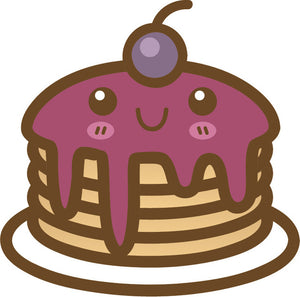 Cute Happy Kawaii Dessert Food Cartoon Emoji - Pancakes Vinyl Decal Sticker