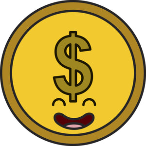 Cute Happy Kawaii Gold Coin Emoji Cartoon Vinyl Decal Sticker